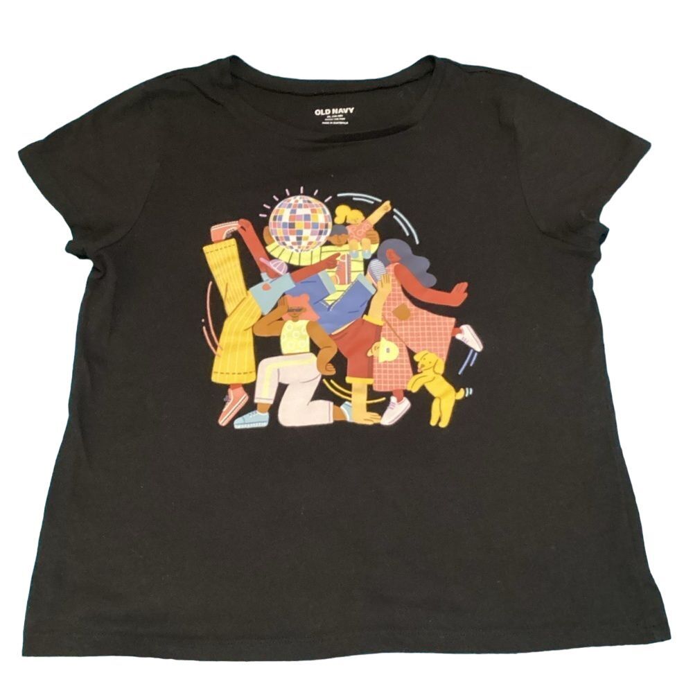 Old Navy‎ Match The Fam Graphic Tee T Shirt Black XL Disco Dance Party